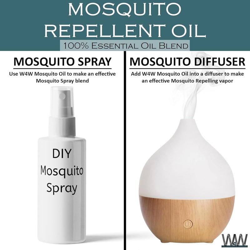 W4W Mosquito Oil - 100% Essential Oil Blend - 4 Oz - Mosquitoes, Gnats & Other Flying Insects - for use with Diffusers, Sprays, Lotions, & Soaps - 4 Ounce Dropper Bottle - Image 3